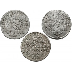 Sigismund III Vasa, Trojak Kraków 1621, set (3pcs)