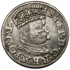 Stefan Batory, Trojak Ryga 1586 - mała głowa
