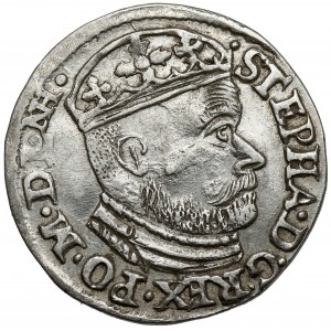 Stefan Batory, Trojak Olkusz 1586 - NH in the rim - rare