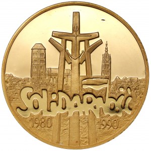 200.000 zlato 1990 Solidarita (39 mm) - vzácne