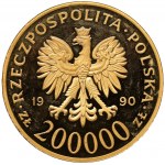 200.000 Gold 1990 Solidarität (39mm) - selten