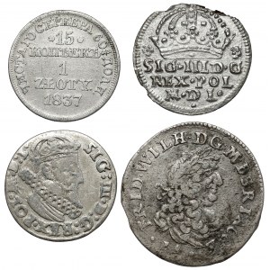 Žigmund III - Rozdelenie, od grošov po zlaté 1608-1837, sada (4 ks)