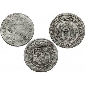 Sigismund III. und Jan II., Grosze 1262 und 1626, Półtorak Poznań 1662 (3 St.)