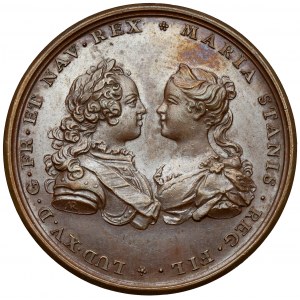 Francúzsko, svadobná medaila Ľudovíta XV. a Márie Leščinskej (1725)