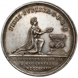 August III Saský, Drážďany Medaila - prísaha vernosti saskému kurfirstovi 1733