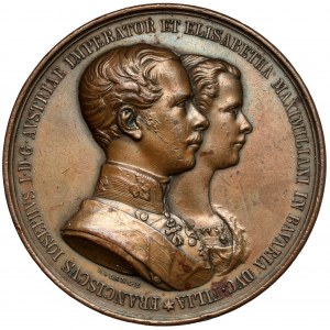 Austro-Węgry, Medal 1854 - Ślub Franciszka I Józefa i Elżbiety Bawarskiej