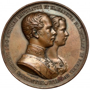 Rakousko-Uhersko, medaile 1854 - Svatba Františka I. Josefa a Alžběty Bavorské