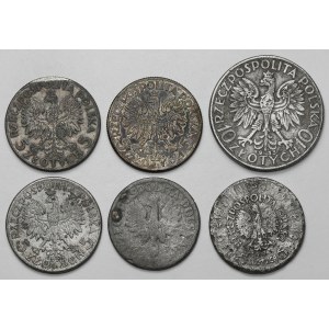 2, 5 i 10 złotych 1925-1935 - fałszerstwa z epoki (6szt)