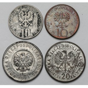 Falzifikáty z obdobia 10 a 20 zlatých 1971-75 Mickiewicz, Prus... (4ks)
