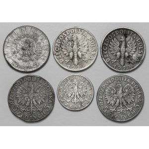 2 i 5 złotych 1925-1934 - fałszerstwa z epoki (6szt)