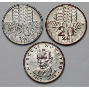 Falsyfikaty z epoki 20 złotych 1973-76 Wieżowiec i Nowotko (3szt)