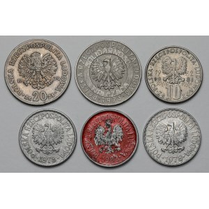 Solidarność, monety PRL z kontrmarkami, zestaw (6szt)