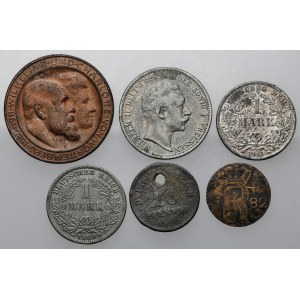 Sada falzifikátov dobových nemeckých mincí (6 ks)