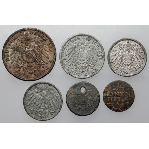 Sada falzifikátov dobových nemeckých mincí (6 ks)
