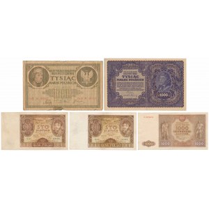 Satz polnischer Mark und Zloty 1919-19246 (5 Stck.)