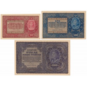 Set of 20, 100 and 1,000 mkp 08.1919 (3pcs)