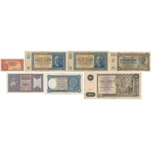 Slowakei und Tschechoslowakei, Banknotensatz (7 Teile)