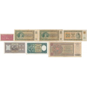 Slowakei und Tschechoslowakei, Banknotensatz (7 Teile)