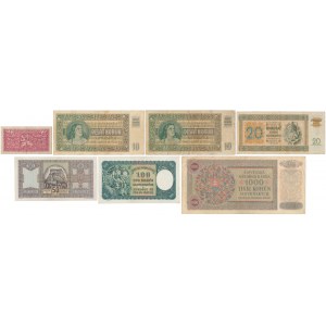 Słowacja i Czechosłowacja, zestaw banknotów (7szt)