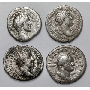 Vespasian, Hadrian, Antoninus Pius and Marcus Aurelius - lot of 4 denarii