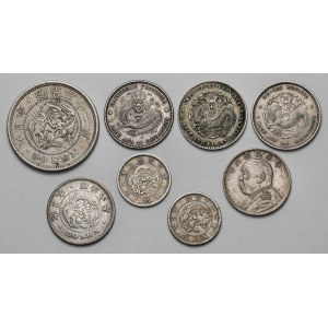 China and Japan, 10 - 50 sen, lot (8pcs)