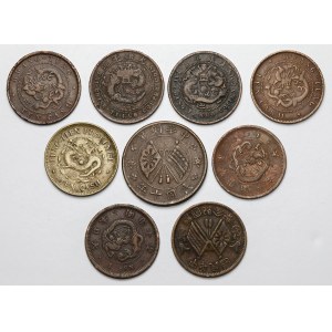 China und Japan, Satz Bronzemünzen (9 Stck.)