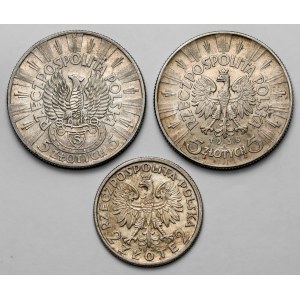 Piłsudski, Strzelecki i Głowa Kobiety, od 2 do 5 złotych, zestaw (3szt)