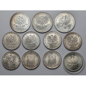 200 - 50.000 zlotých 1974-1988 - STŘÍBRNÉ MINCE PRL (11ks)