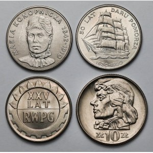 10 - 20 złotych 1966-80, mennicze, w tym Kościuszko 1966 (4szt)