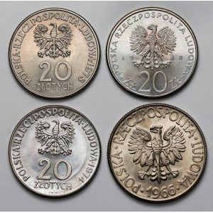 10 - 20 zlatých 1966-80, mincovna, včetně Kościuszka 1966 (4ks)