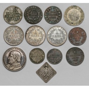 Německo, sada stříbrných a bronzových mincí a medaile (13ks)