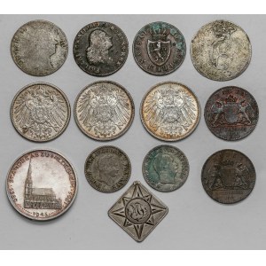 Nemecko, sada strieborných a bronzových mincí a medaila (13 ks)