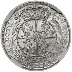 Augustus III. Sachsen, Leipzig zwei Zloty 1753 - 8 GR - schmales Porträt