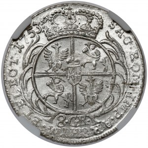 August III Sas, Lipsko 1753 dvojitá zlatá minca - 8 GR - krásna
