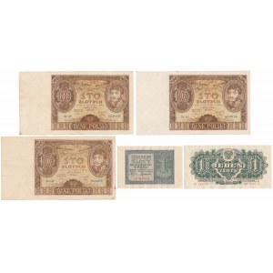 Satz polnischer Banknoten von 1934-44 (5Stück)