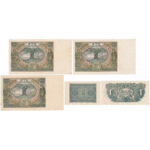 Zestaw banknotów polskich z lat 1934-44 (5szt)