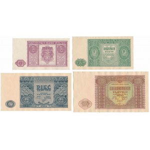 Satz Banknoten 1 - 10 Zloty 1946 (4 Stück)