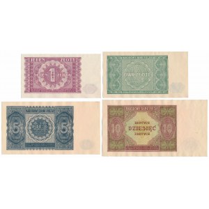Sada bankoviek 1 - 10 zlotých 1946 (4 ks)