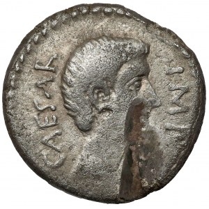 Republik, Octavian (40-39 v. Chr.) Denarius - geprägt in Gallien - Selten!