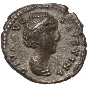 Faustina I (138-141 AD) AR Posthumous Denarius - Temple
