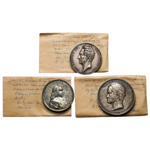 GALVANY a lité medaile, 19. století - Fergusson, Czatoryski, Zaluski (3ks)