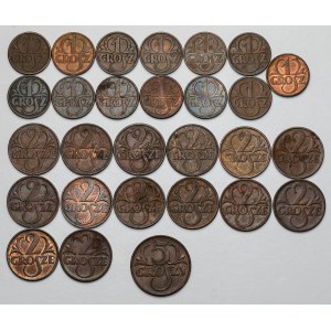 Od 1 do 5 groszy 1933-1939, zestaw (28szt)