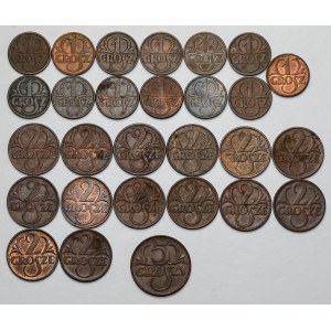 Od 1 do 5 groszy 1933-1939, zestaw (28szt)
