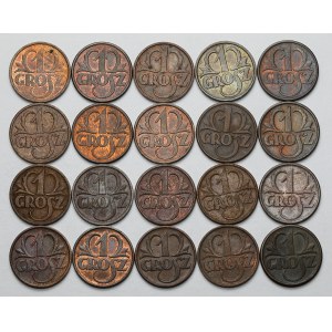 1 cent 1936-1939, sada (20 ks)
