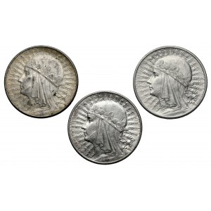 Głowa Kobiety 10 złotych 1932-1933, zestaw (3szt)