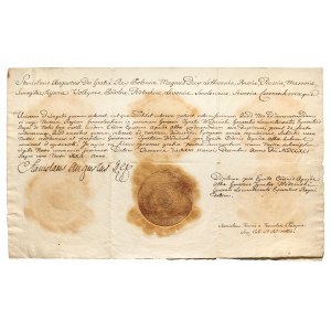 Patent of the Order of the White Eagle 1791 - for General Ignacy Wodzinski, adjutant to King Stanislaw August Poniatowski