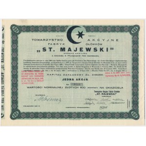 ST. MAJEWSKI Tow. Akc. Fabryk Ołówków, Em.1, 600 zl 1931