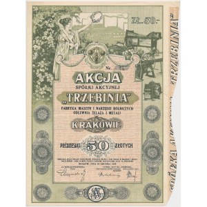 TRZEBINIA Továrna zemědělských strojů a nářadí Slévárna železa a kovů, 50 zl 1924