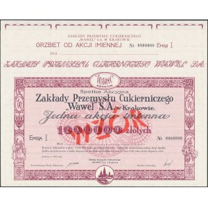 WAWEL Zakłady Przemysłu Cukierniczego in Kraków, Em.1, MODEL Share 1 million 1993