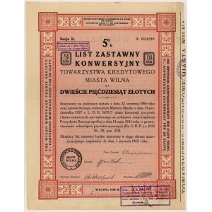 Vilnius, TKM, Konverzný záložný list 250 PLN 1928